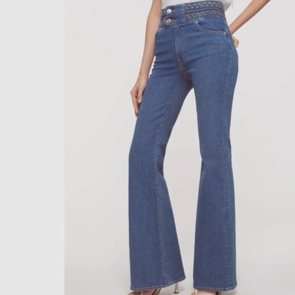 new Derek Lam 10 Crosby Harlow Stretch Cotton Bootcut Jeans  in Pacific 257 6T8 - Picture 4 of 16